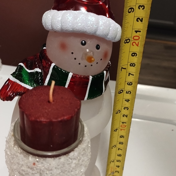 Snowman Votive Candle Holder With Colorful Hat And Scarf - Picture 6 of 8
